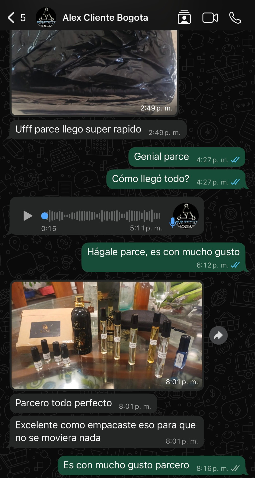 Cliente de Bogotá confirma que su pedido llegó rápido y perfectamente empacado